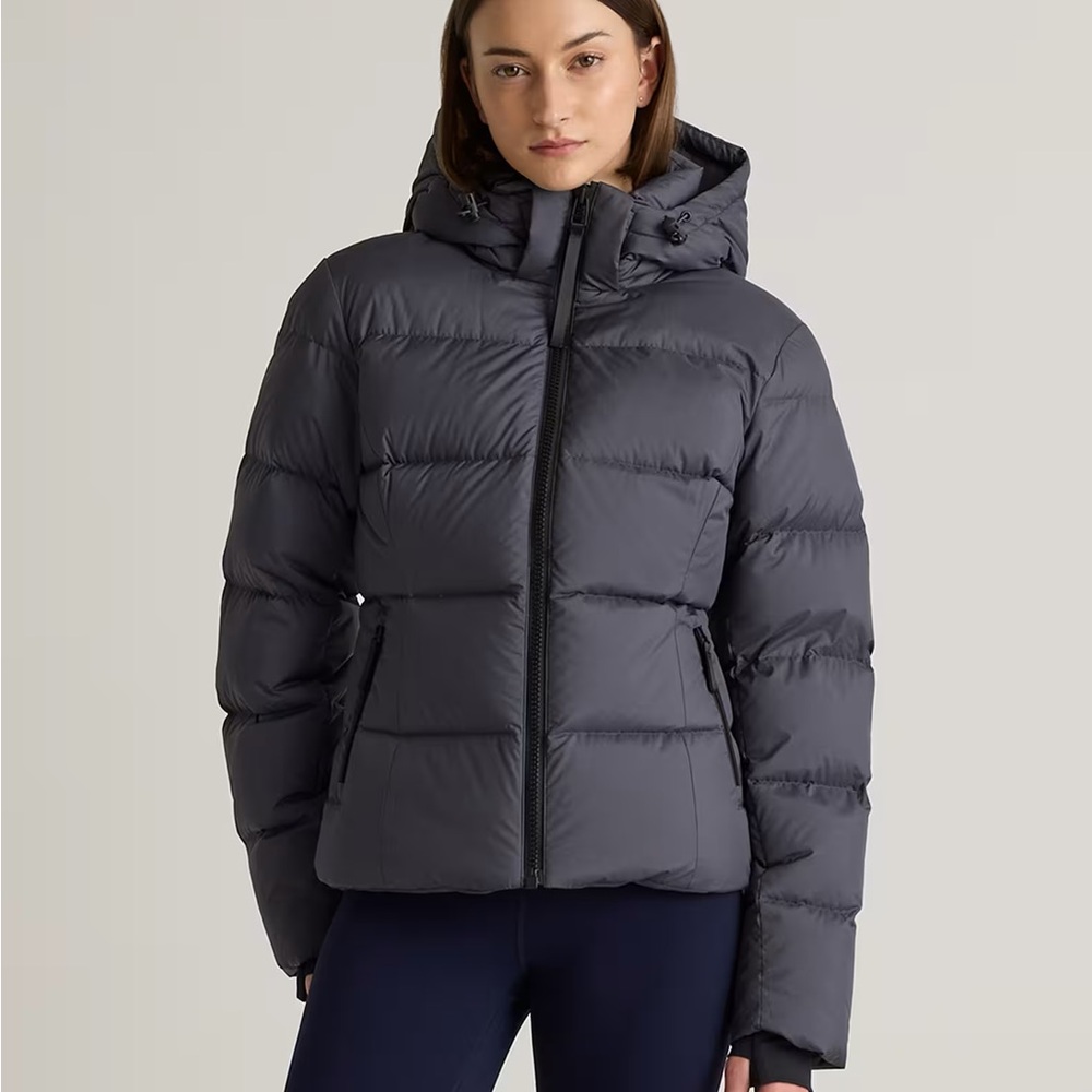 Quince Charcoal Puffer Jacket Responsible Down Cinch Waist